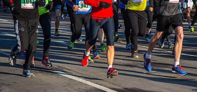 running shoes on the track