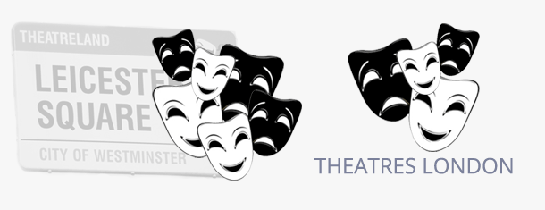leicester square theatre sign and theatre masks