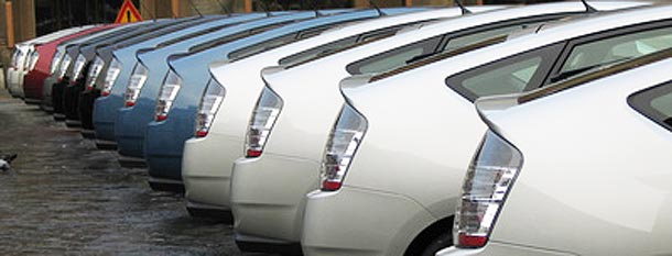 row of toyota prius cars